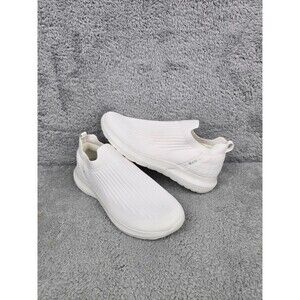 STQ Women Size 9 White Knit Slip On Walking Shoes Comfort Mesh Sneakers Athletic